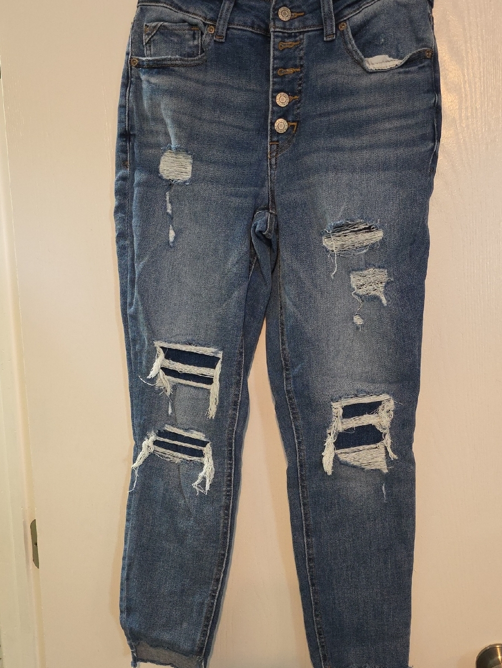 Maurices Women's Distressed Dark Blue Skinny Jeans